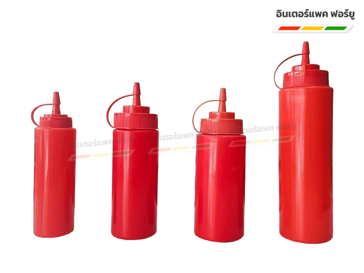 ขวดบีบ 8,12,16,24 oz สีแดง