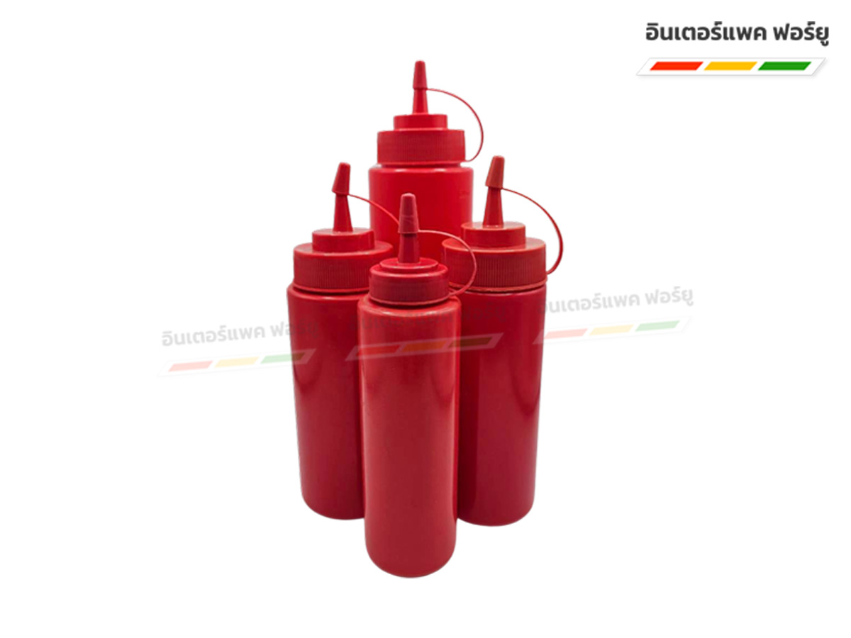 ขวดบีบ 8,12,16,24 oz สีแดง