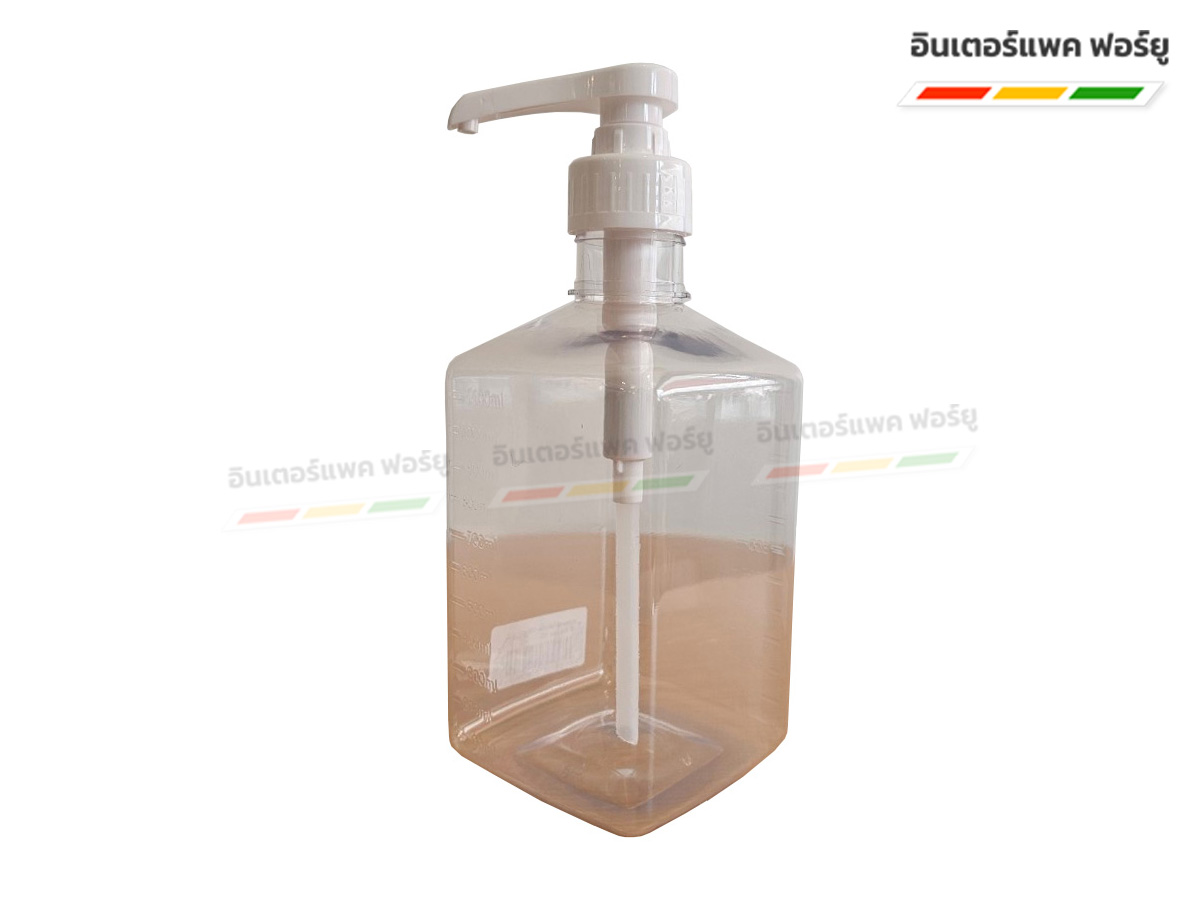 ขวดพลาสติกใส่น้ำเชื่อม 1100 ml + หัวปั๊ม บาง